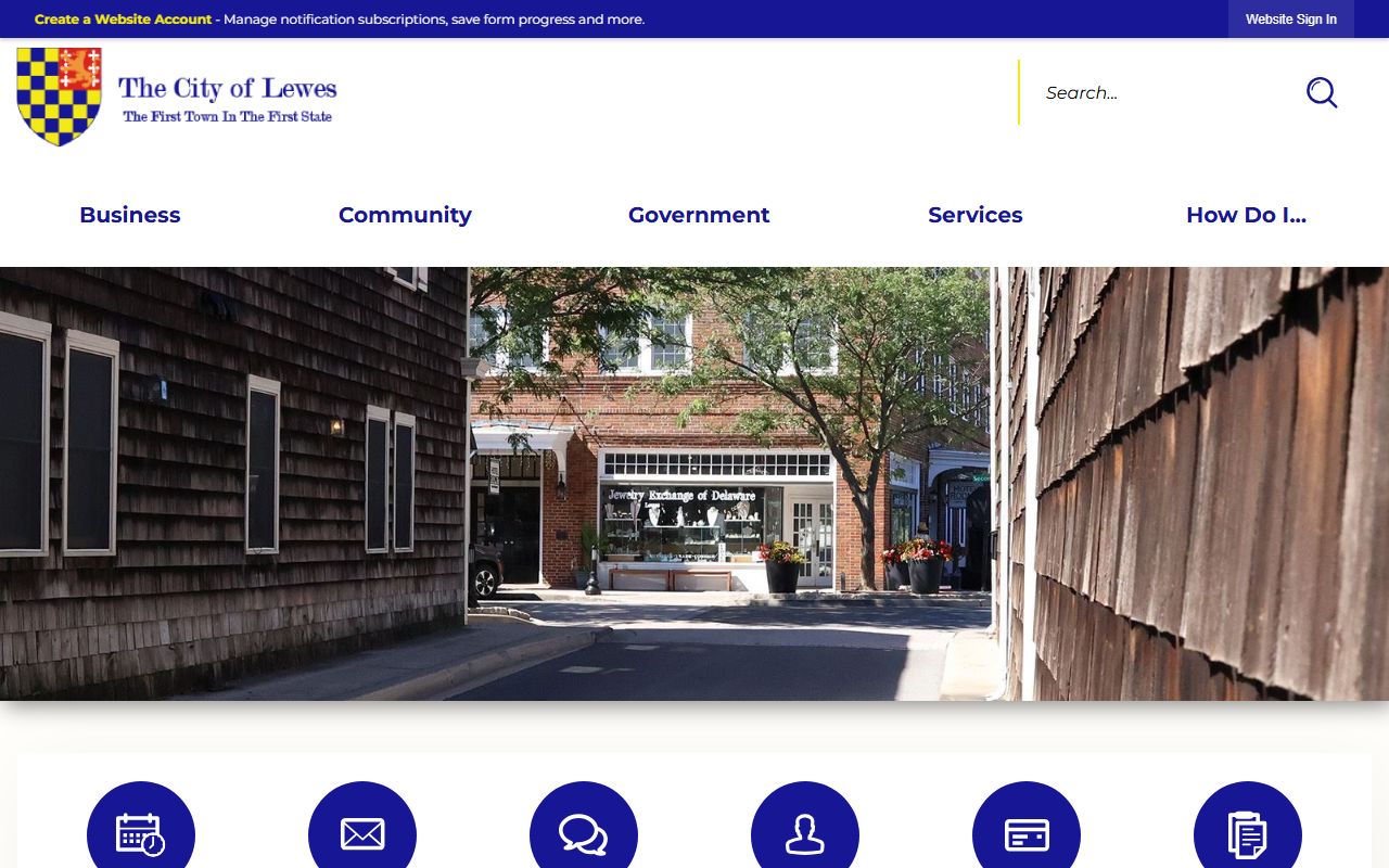 Lewes city website with Lewes bench warrants and police department information