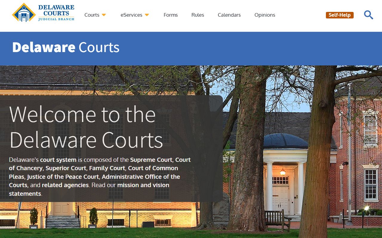 Delaware Courts page for Milford bench warrants on the Kent and Sussex sides