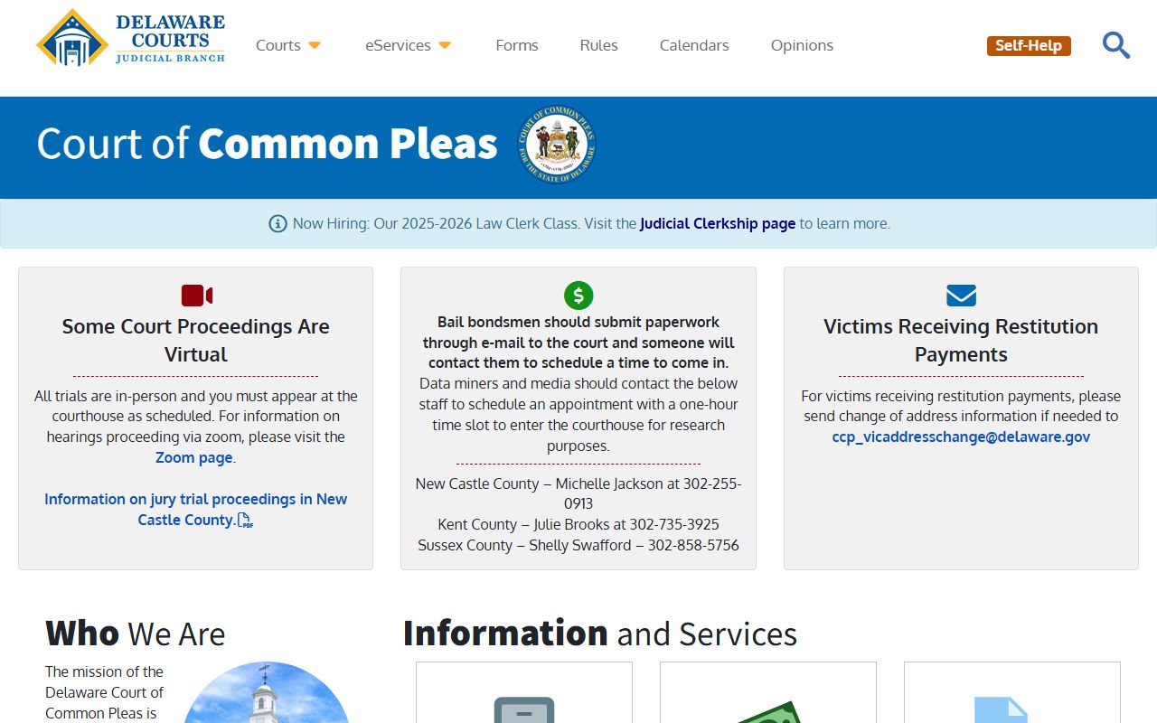 Delaware Court of Common Pleas for New Castle County bench warrants