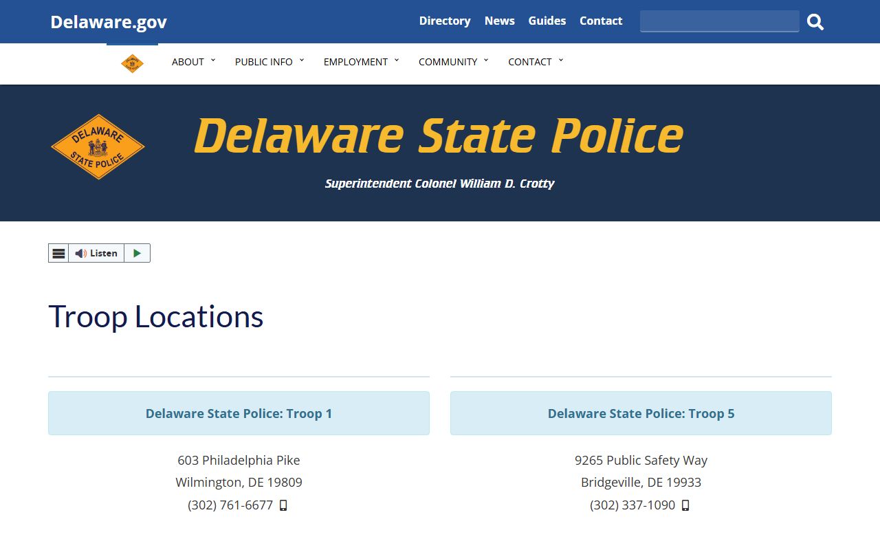 Delaware State Police Troop 2 serving New Castle County bench warrants